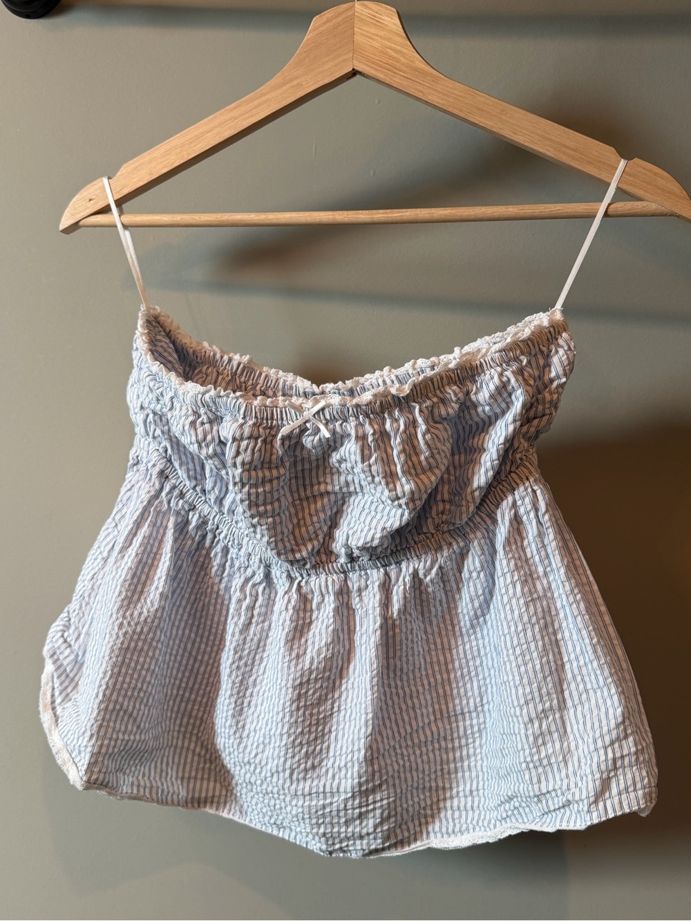 Cotton Candy Blue and White Striped Smocked Top